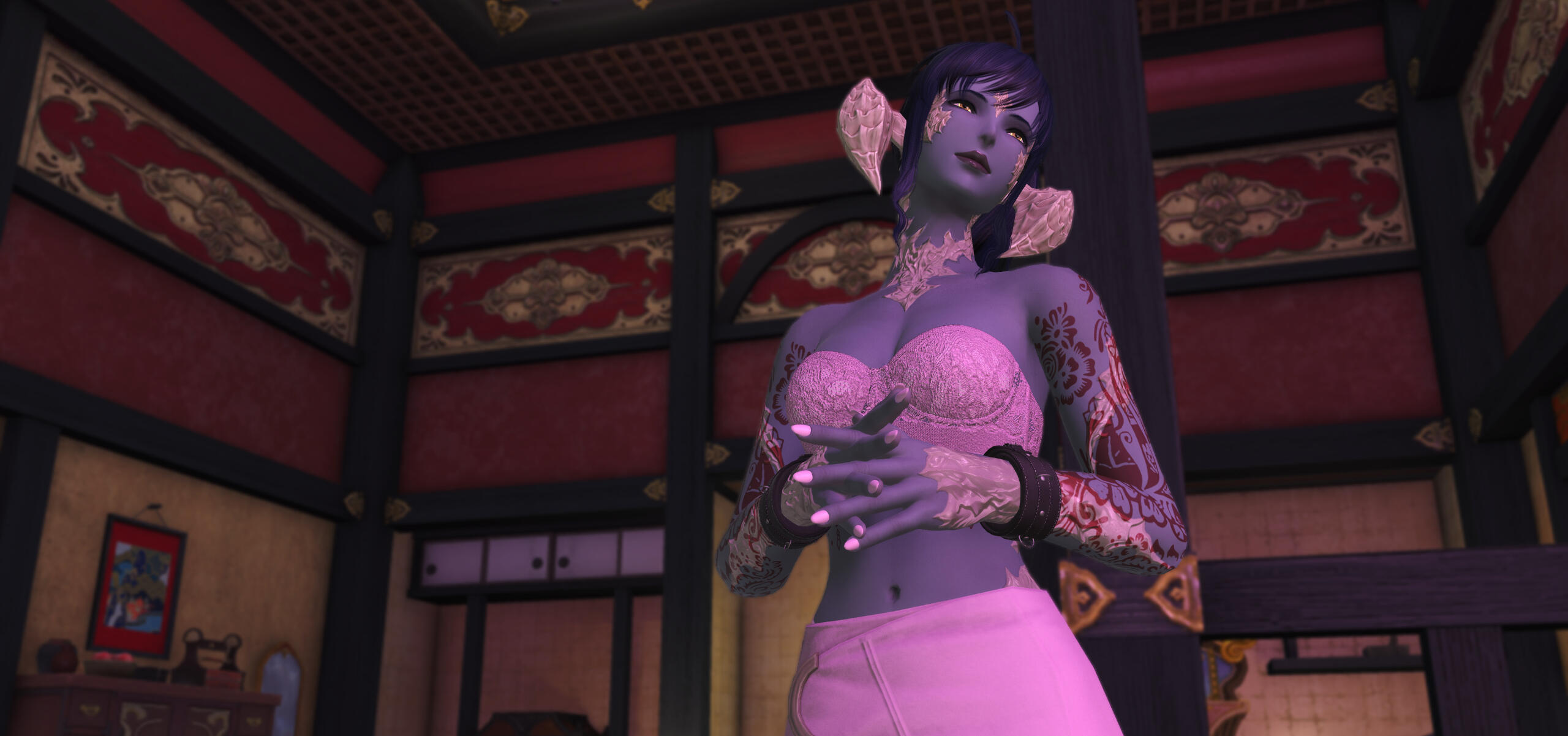 Amber at age 16, serving the patrons of the Happy Happy Tomoe Pleasure House as one of Mr. Ly's "Happy Girls."